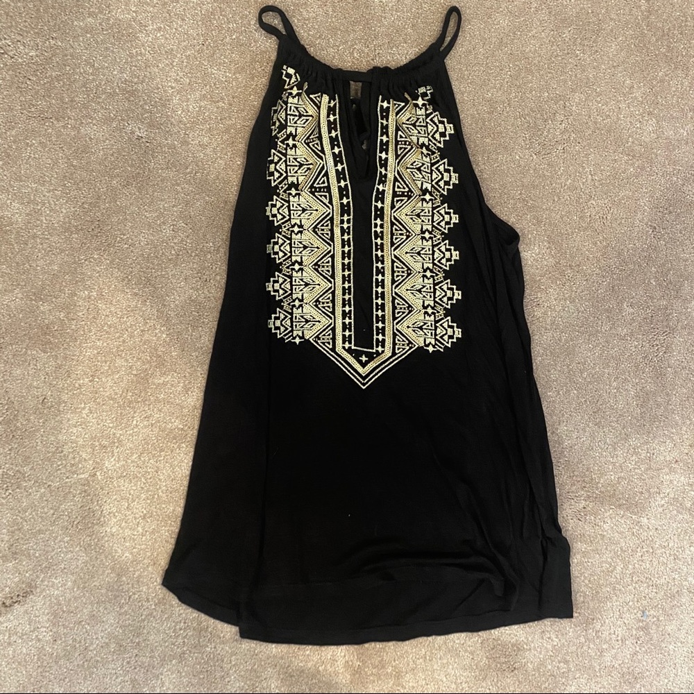 INC black embroidered tank top